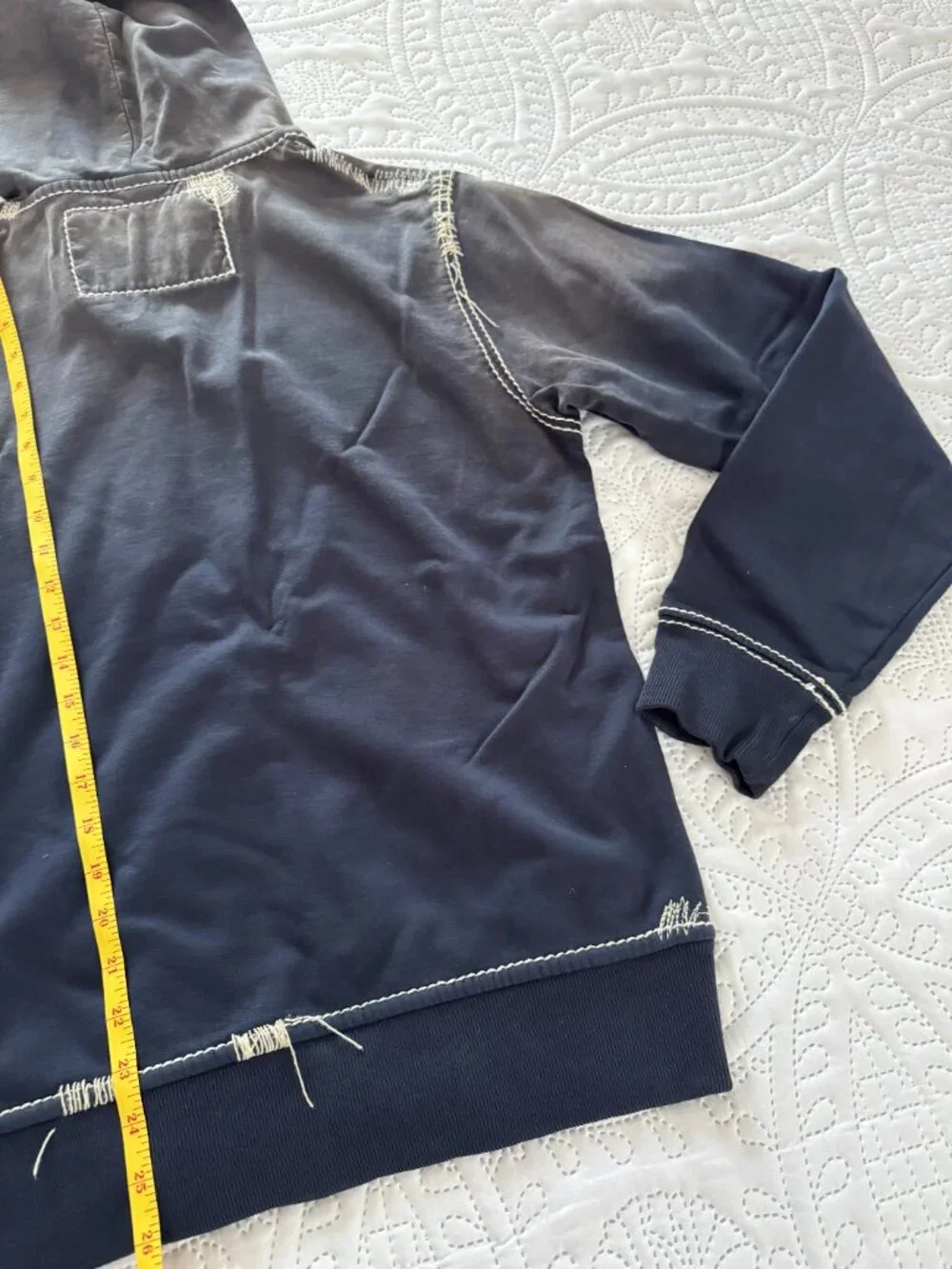 Vintage True Religion Whipstitch Big T Hoodie Switchblade Retail $419 MEDIUM